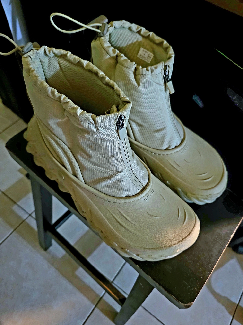 Crocs Kids' Beige Zip-Front Winter Boots